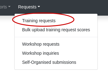 Training request menu